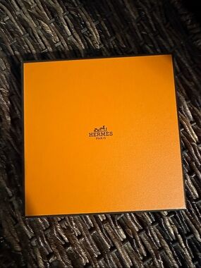 Hermes Orange Square Gift Box with Centered Logo